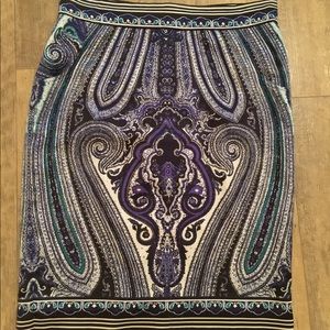 SILK blues and greens designer INC skirt size 4